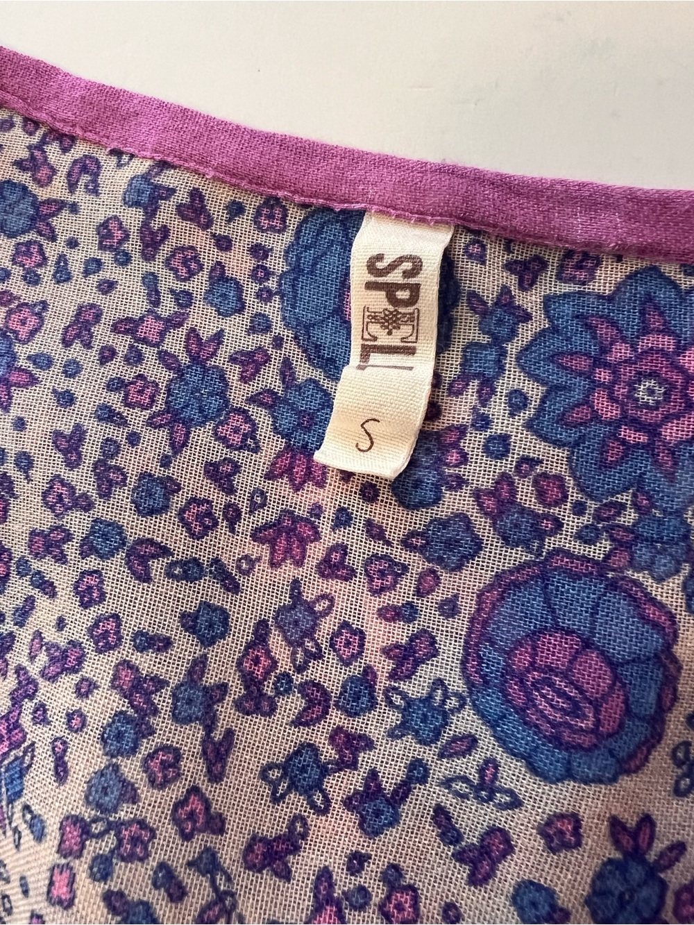 Spell & the Gypsy Boho Blossom Blouse Lavender Purple Paisley Top Sz S - Picture 7 of 9